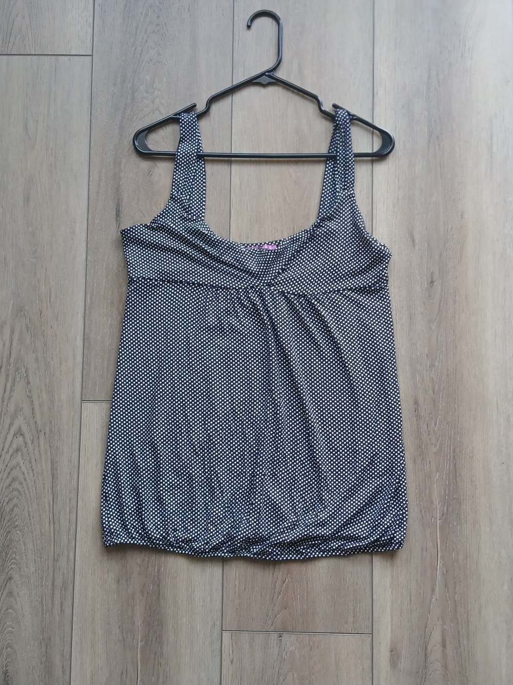 Smart Set Polka Dot Tank Top XL Black White Purple Stretch Sleeveless Blouse